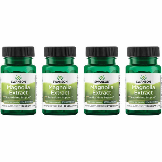 Swanson Magnolia Bark Herbal Supplement – Nervous System & Digestive Support (30 Veggie Capsules, 200mg) 4 Pack BritishVita | Premium UK Vitamins & Wellness Supplements