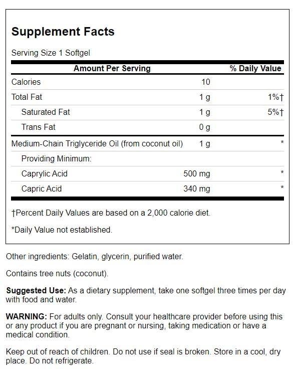 Swanson Pharmaceutical Grade MCT Pure 1000 mg - 90 Softgels