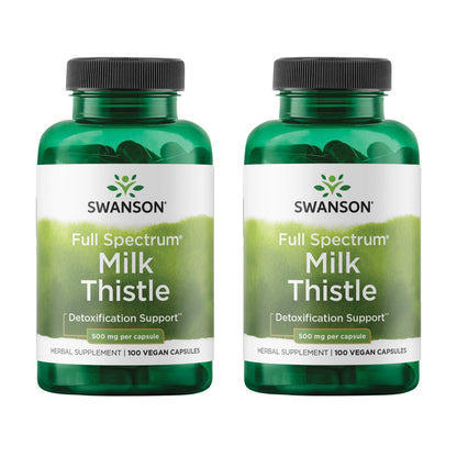 Swanson Milk Thistle - Herbal Liver Support, 500 mg per Serving, 2 Pack (100 Capsules)