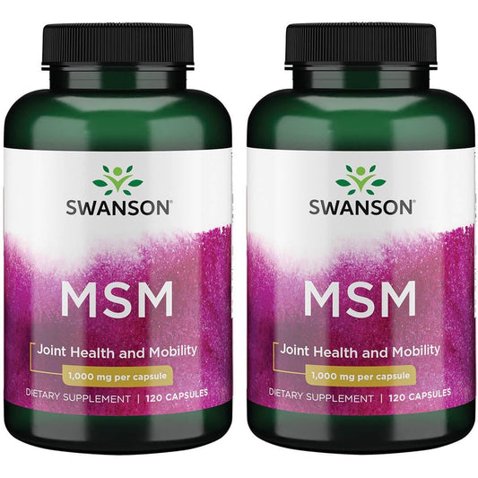 Swanson MSM 1,000 mg 120 Caps – 2 Pack | MSM Supplement BritishVita | Premium UK Vitamins & Wellness Supplements