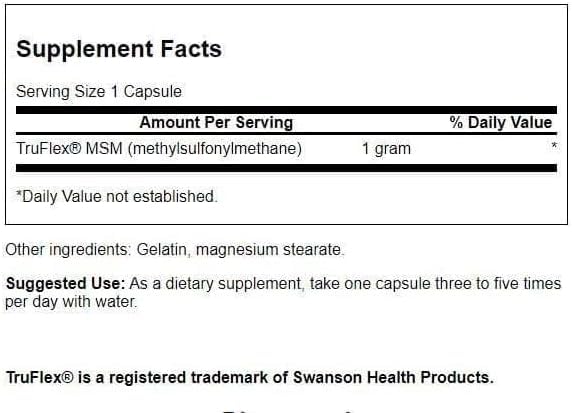 Swanson MSM 1,000 mg 120 Caps – 2 Pack | MSM Supplement