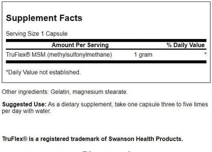 Swanson MSM 1,000 mg 120 Caps – 2 Pack | MSM Supplement