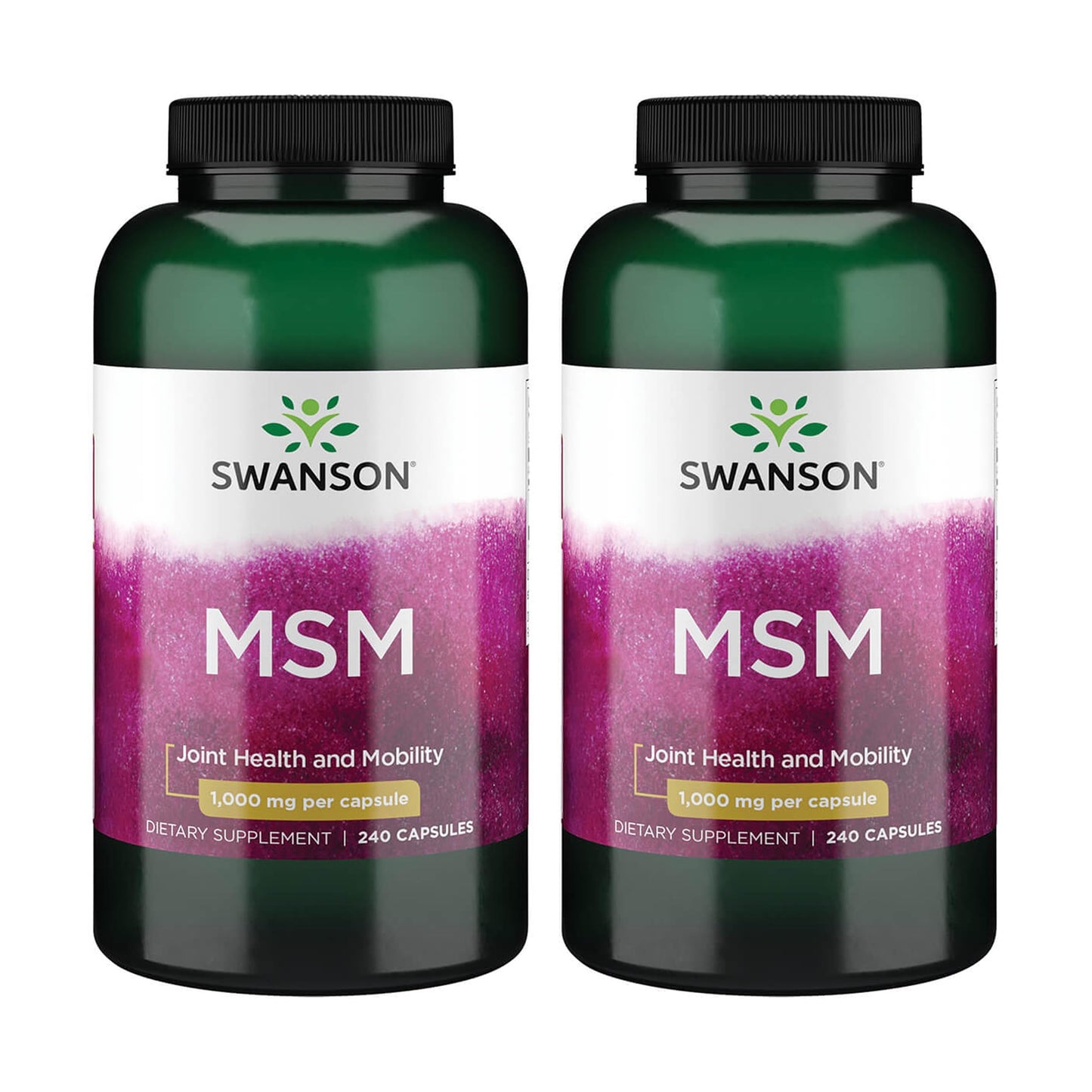 Swanson MSM 1000mg 240 Capsules - Joint Health & Mobility (2 Pack)
