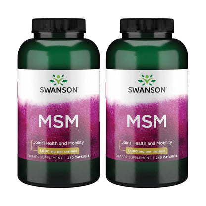 Swanson MSM 1000mg 240 Capsules - Joint Health & Mobility (2 Pack)