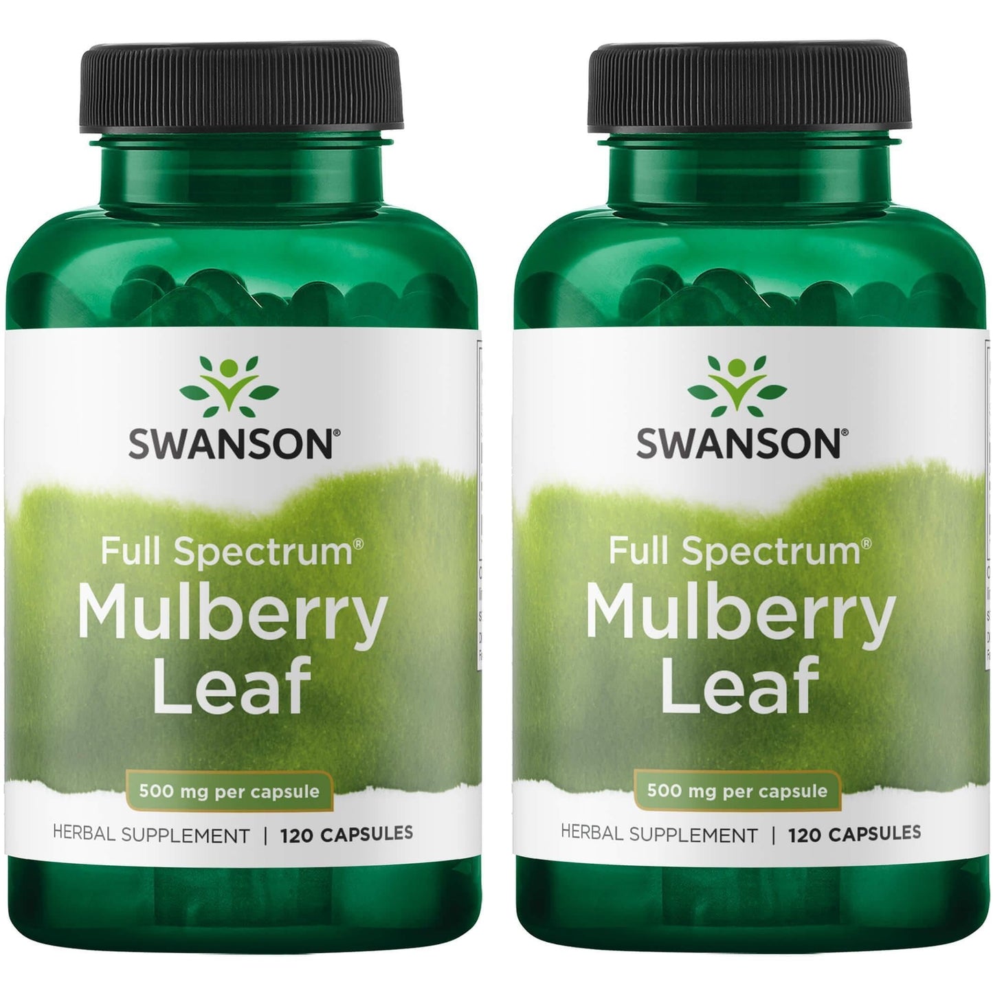 Swanson Mulberry Leaf Full Spectrum Supplement 500 mg, 120 Caps (2 Pack)