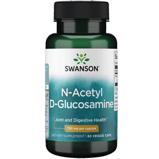Swanson N-Acetyl D-Glucosamine - Joint Support & GI Health | 60 Veggie Capsules, 750 mg Each BritishVita | Premium UK Vitamins & Wellness Supplements
