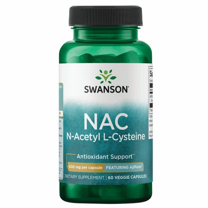 Swanson AjiPure N-Acetyl-L-Cysteine Pharmaceutical Grade 600 mg | 60 Veg Capsules