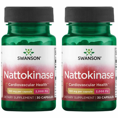 Swanson Nattokinase 2000 FU (100 mg) – 30 Capsules Enzyme, 2 Pack