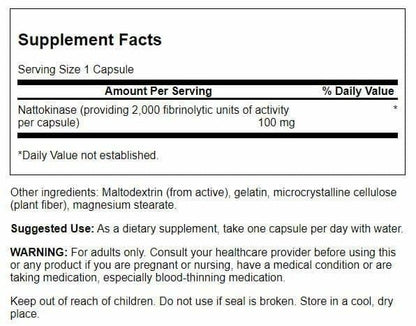 Swanson Nattokinase 2000 FU (100 mg) – 30 Capsules Enzyme, 2 Pack