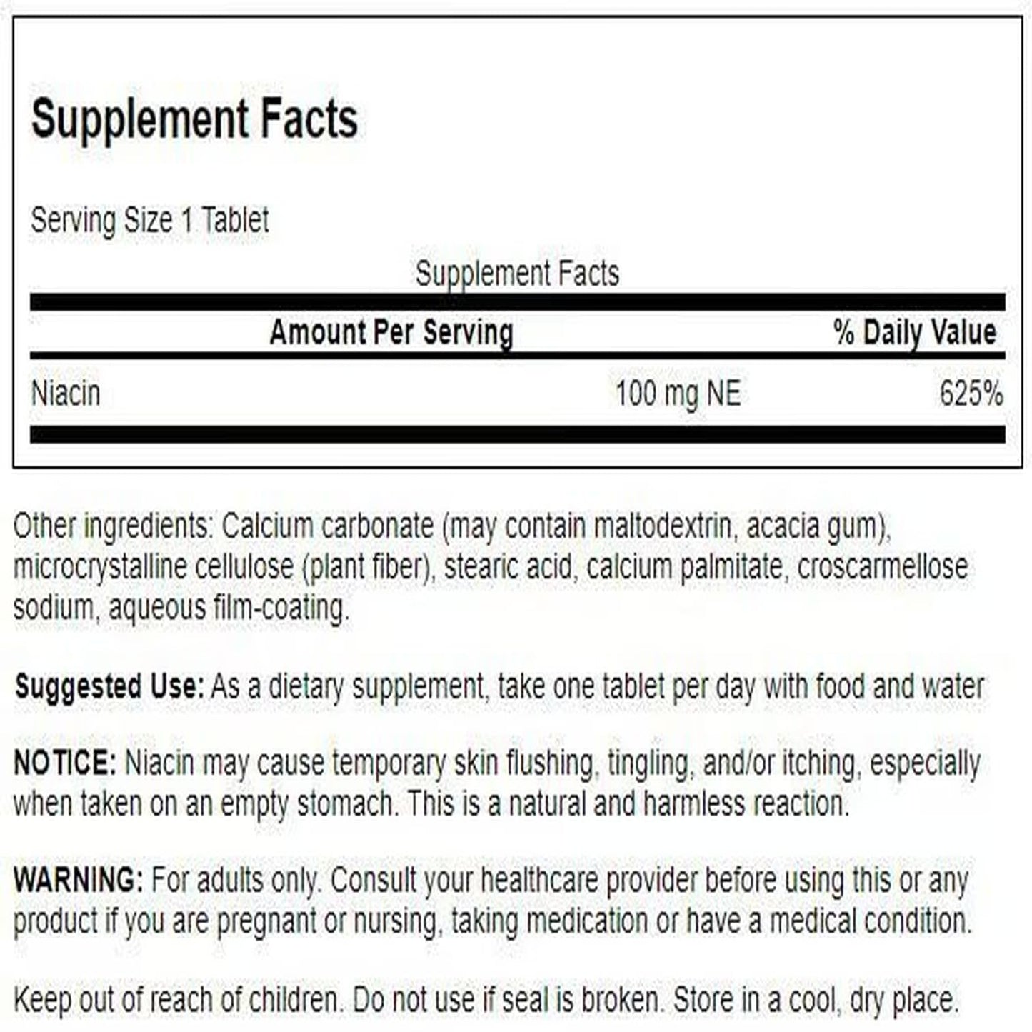 Swanson Niacin (Vitamin B3) - Vitamin Supplement Supporting Heart Health and Carbohydrate Metabolism - Promotes Natural Energy Production - (250 Tablets, 100mg NE Each)
