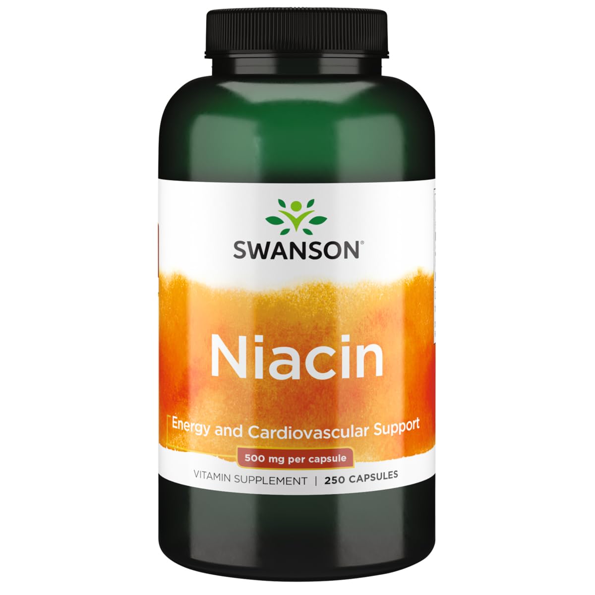 Swanson Niacin (B3) 500 mg – Cardio Health Support & Carbohydrate Metabolism | 250 Capsules