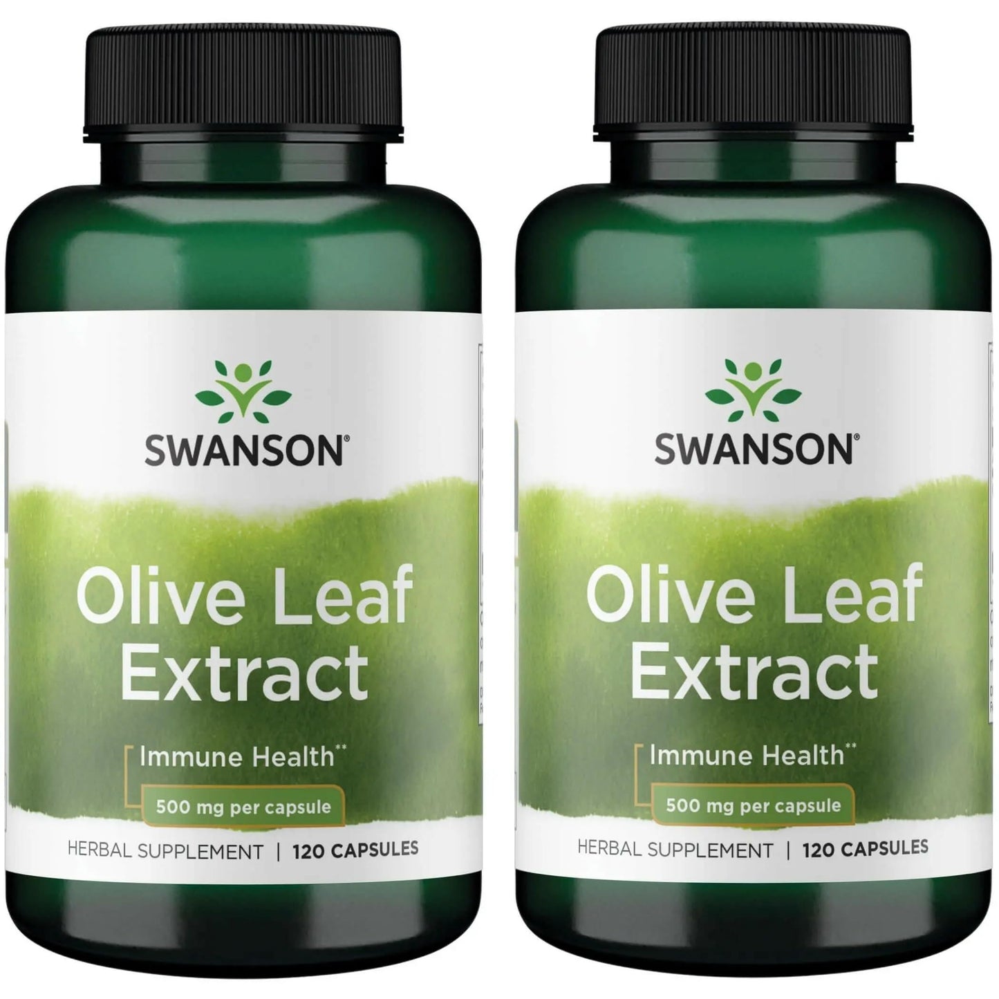 Swanson Olive Leaf Extract Capsules with 20% Oleuropein – 2 Bottles (120 Capsules, 500 mg Each)