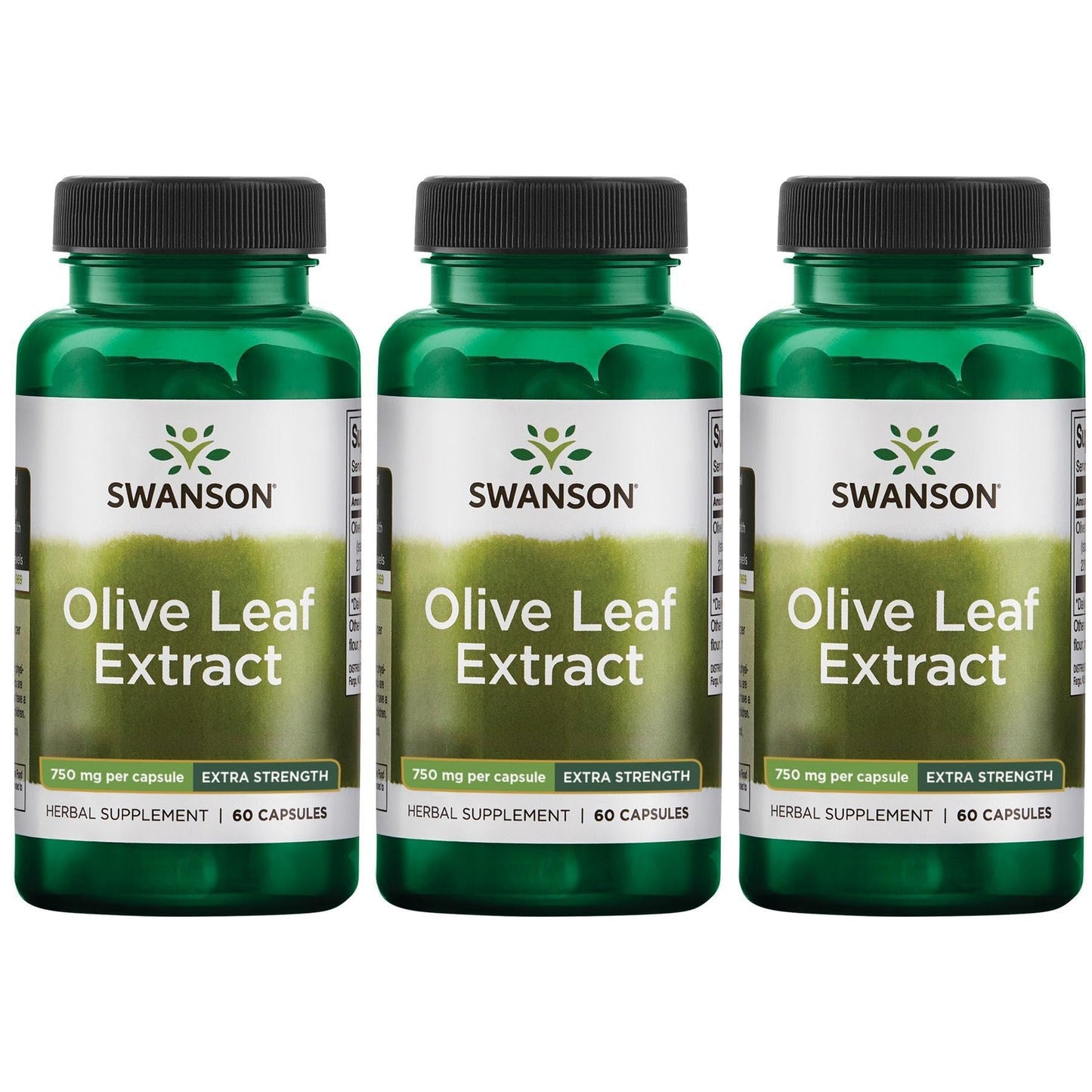 Swanson Olive Leaf Extract Capsules - 20% Oleuropein, 750mg (60 capsules) 3 Pack