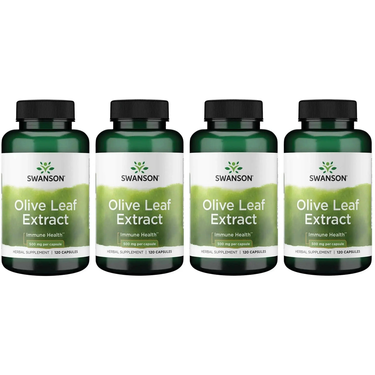 Swanson Olive Leaf Extract Capsules 20% Oleuropein - 4 Bottles (120 x 500 mg) BritishVita | Premium UK Vitamins & Wellness Supplements