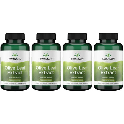 Swanson Olive Leaf Extract Capsules 20% Oleuropein - 4 Bottles (120 x 500 mg) BritishVita | Premium UK Vitamins & Wellness Supplements