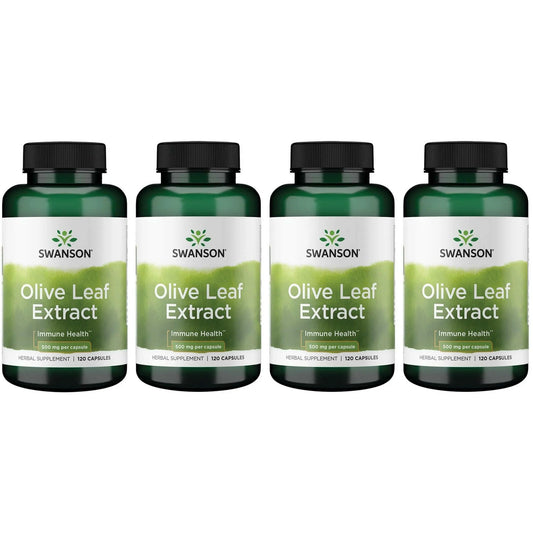 Swanson Olive Leaf Extract Capsules 20% Oleuropein - 4 Bottles (120 x 500 mg)