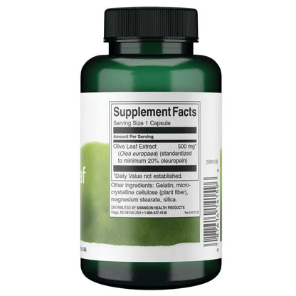 Swanson Olive Leaf Extract Capsules 20% Oleuropein - 4 Bottles (120 x 500 mg) BritishVita | Premium UK Vitamins & Wellness Supplements