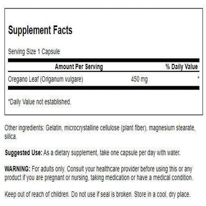 Swanson Oregano 450 mg | 90 Capsules | Immune Support & Flavonoids