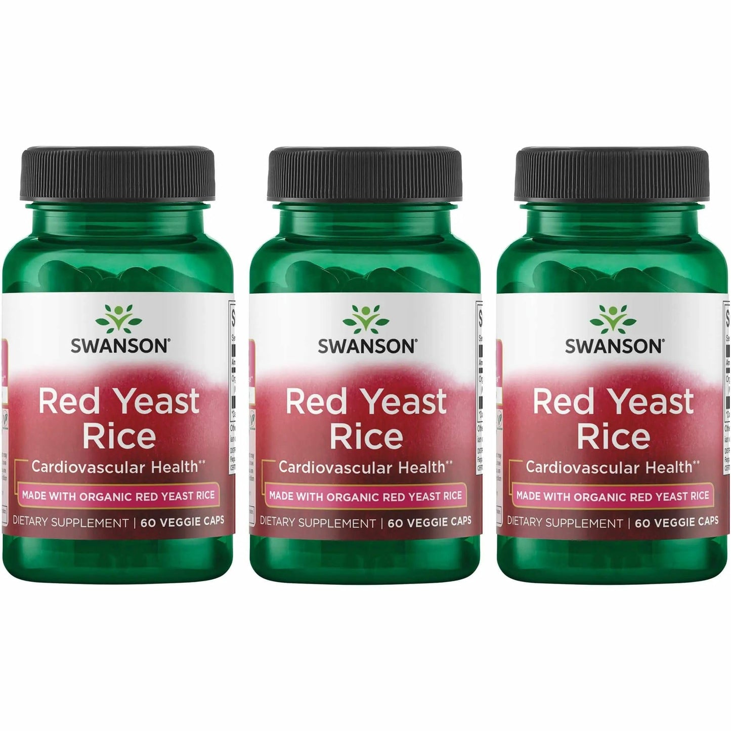 Swanson Organic Red Yeast Rice 600 mg – 60 Veg Caps (3 Pack)