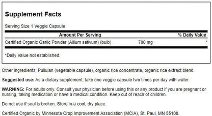 Swanson Made with Organic Whole Garlic 700 mg - 60 Veg Capsules