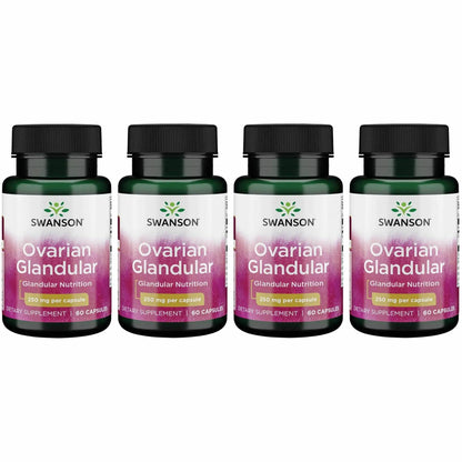 Swanson Ovarian Glandular - Natural Women's Health & Balance Support | 60 Capsules (250 mg) - 4 Pack
