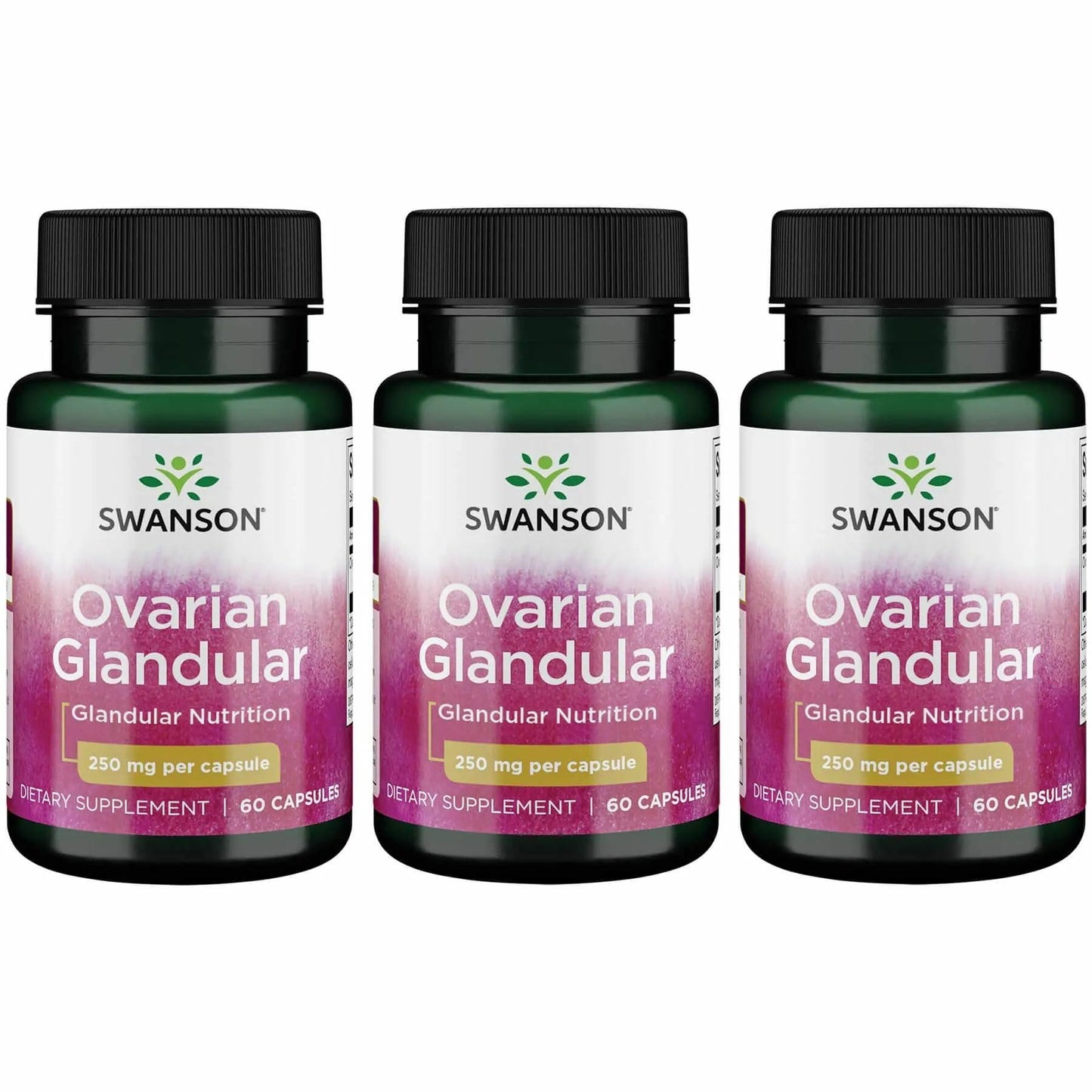 Swanson Ovarian Glandular - Natural Women's Health Support (60 Capsules, 250mg) - 3 Pack