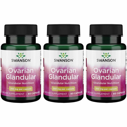 Swanson Ovarian Glandular - Natural Women's Health Support (60 Capsules, 250mg) - 3 Pack