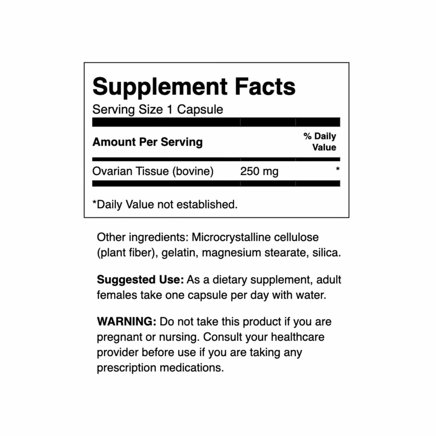 Swanson Ovarian Glandular - Natural Women's Health Support (60 Capsules, 250mg) - 3 Pack