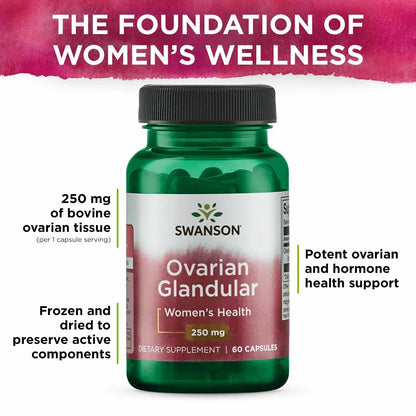 Swanson Ovarian Glandular - Natural Women's Health Support (60 Capsules, 250mg) - 3 Pack