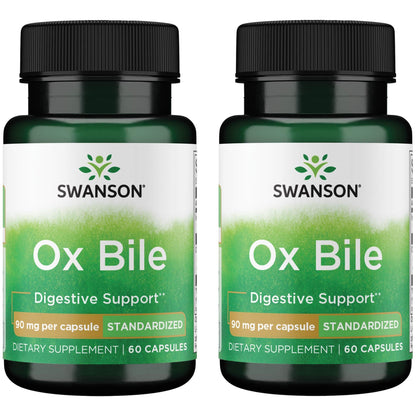 Swanson Ox Bile - Standardized 90 mg, 60 Caps (2 Pack)