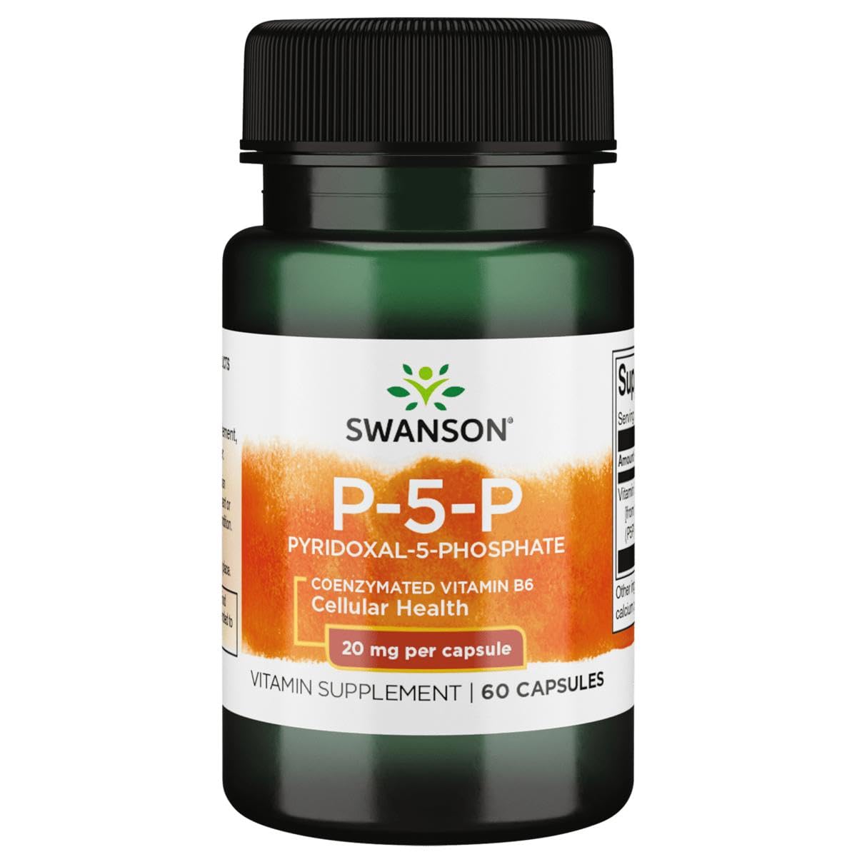 Swanson P-5-P Vitamin B-6 (Pyridoxal-5-Phosphate) 20 mg — 60 Capsules (1 Pack)