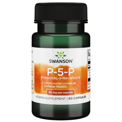 Swanson P-5-P Vitamin B-6 (Pyridoxal-5-Phosphate) 20 mg — 60 Capsules (1 Pack)