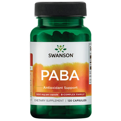 Swanson PABA - Powerful B Complex for Red Blood Cells & Skin Health (120 Capsules, 500mg)