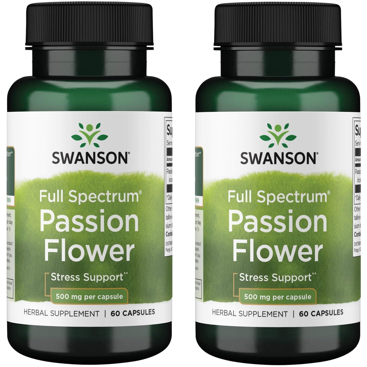 Swanson Passion Flower Stress Support 500 mg - 60 Caps (2 Pack)