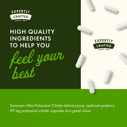 Swanson Potassium Citrate - Heart Health & Energy Support (120 Capsules, 99 mg) 3 Pack