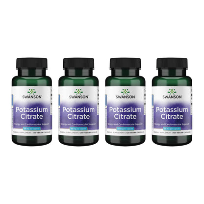 Swanson Potassium Citrate – Heart Health & Energy Support | 120 Capsules (99 mg) – 4 Pack