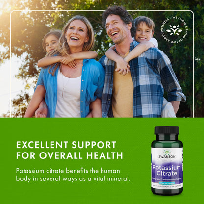 Swanson Potassium Citrate – Heart Health & Energy Support | 120 Capsules (99 mg) – 4 Pack