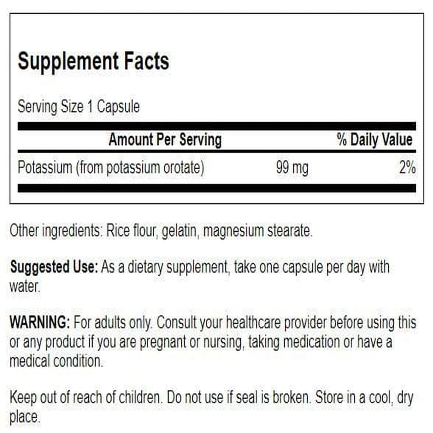 Swanson Potassium Orotate 99 mg – 60 Capsules