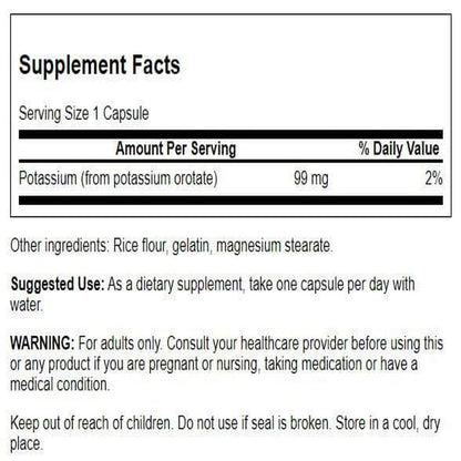 Swanson Potassium Orotate 99 mg – 60 Capsules