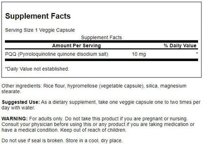 Swanson PQQ 10 mg Pyrroloquinoline Quinone – 30 Veg Capsules | Swanson Health