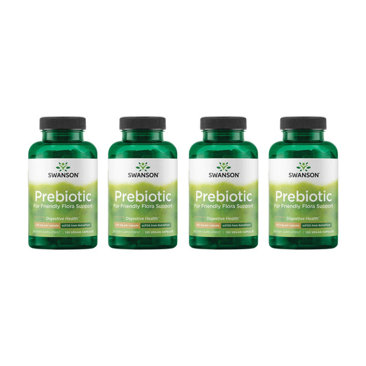 Swanson Prebiotic Capsules – Gut Health & Digestive Support (120 Veggie Capsules, 750 mg) – 4 Pack BritishVita | Premium UK Vitamins & Wellness Supplements