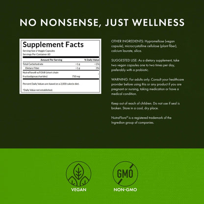 Swanson Prebiotic Capsules – Gut Health & Digestive Support (120 Veggie Capsules, 750 mg) – 4 Pack