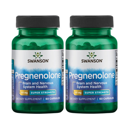Swanson Pregnenolone - Super Strength 50 mg, 60 Caps (2 Pack)