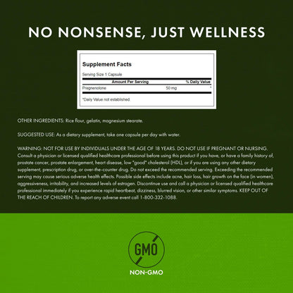 Swanson Pregnenolone - Super Strength 50 mg, 60 Caps (2 Pack)