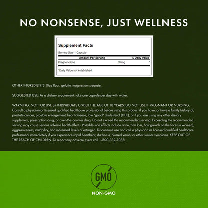 Swanson Pregnenolone – Super Strength 50 mg, 60 Caps (3 Pack)