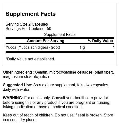 Swanson Premium Brand Full Spectrum Yucca 500 Milligrams 100 Capsules