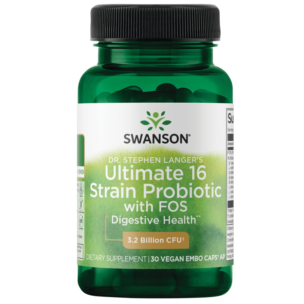 Swanson Dr. Stephen Langer's Formula Probiotic - 16 Strains, 3.2B CFU per Capsule, 60 Veggie Capsules (4 Pack)