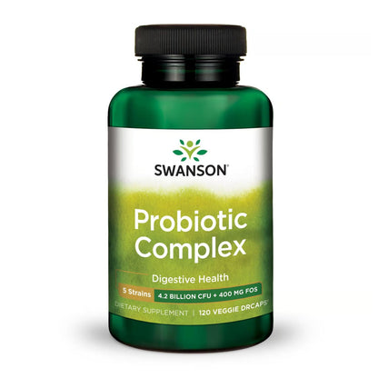 Swanson Probiotic Complex 4.2B CFU, 5-Strain | Digestive Health & Prebiotic FOS | 120 Veggie DRcaps