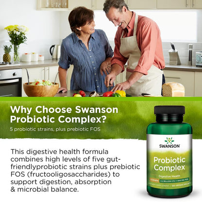 Swanson Probiotic Complex 4.2B CFU, 5-Strain | Digestive Health & Prebiotic FOS | 120 Veggie DRcaps
