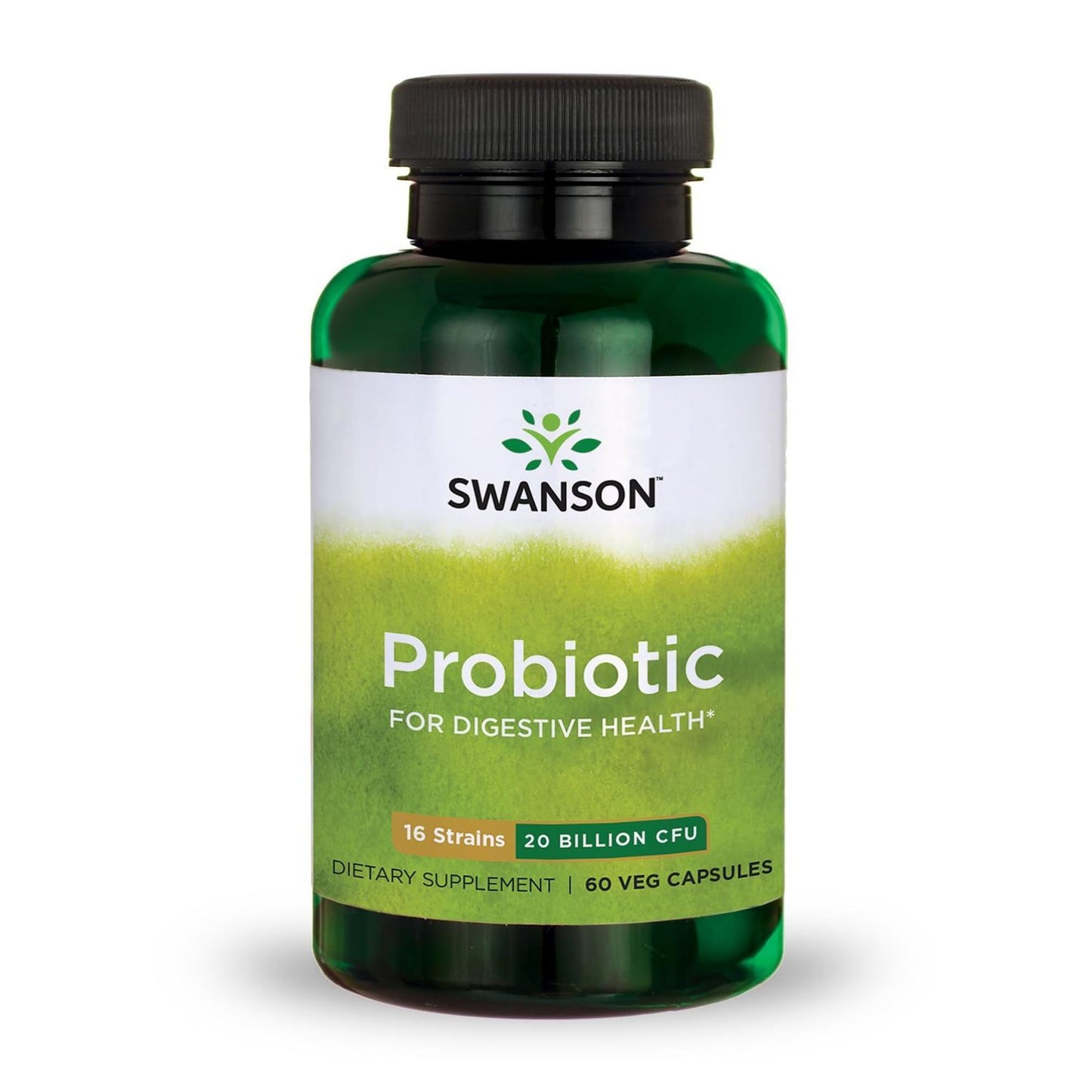 Swanson Probiotic for Digestive Health – 60 Veggie Caps, 2B CFU, 16 Strains, Prebiotic FOS